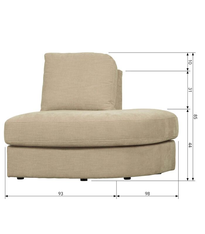 VTwonen Family 1-Zits Element Ronde Hoek Rechts - Zand - 85x93x98 4 VTwonen Family 1-Zits Element Ronde Hoek Rechts - Zand - 85x93x98 - Afbeelding 2