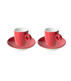 Espressokop En Schotel Bart Colour Cafe 6.5 Cl - 11 Cm Rood Porselein 2 Stuk(s)