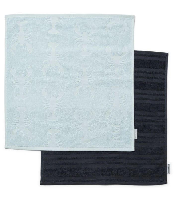 Keukenhanddoeken Set Keukendoeken Vierkant - Nautic - Blauw/ Grijs 3 Keukenhanddoeken Set Keukendoeken Vierkant - Nautic - Blauw/ Grijs