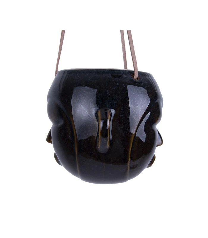 PRESENT TIME Hangende Plantenpot Mask - Glazuur Donker Bruin - Rond - 12x18,4x15,2cm 5 PRESENT TIME Hangende Plantenpot Mask - Glazuur Donker Bruin - Rond - 12x18,4x15,2cm - Afbeelding 3
