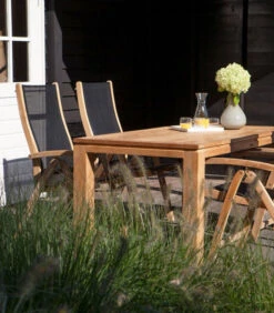 Verstelbare Tuinstoel Caldo - Teak - Zwart - 107x59x65 -Thuis Accessoires Winkel 950db61156864483b899e3ef97041983