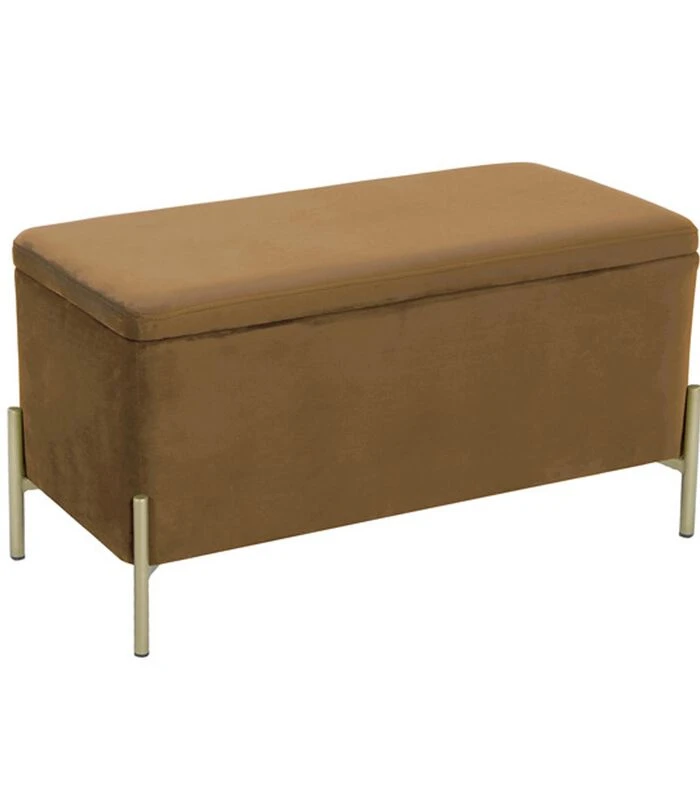 Leitmotiv Bank Snog XL - Velvet Cognac Bruin, Goud Geverfde Poten - 90x45x45cm 3 Leitmotiv Bank Snog XL - Velvet Cognac Bruin, Goud Geverfde Poten - 90x45x45cm