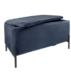 Leitmotiv Bank Snog XL - Velvet Donkerblauw, Mat Zwarte Poten - 90x45x45cm