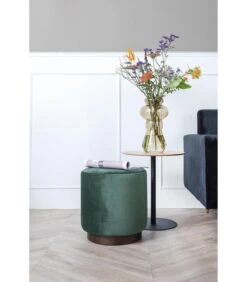 Leitmotiv Poef W. Wood Rim - Velvet Donker Groen - Medium - 36x38cm -Thuis Accessoires Winkel a338b8b14f6e42c59bcde02f255aa953