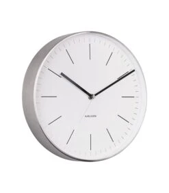 Karlsson Wandklok Minimal - Wit, Nikkel Behuizing - Ø27,5cm