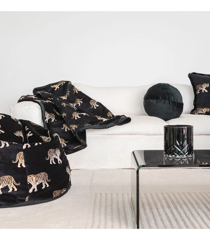 Plaid Met Goud Geborduurde Tijgers 6 Plaid Met Goud Geborduurde Tijgers - Afbeelding 4