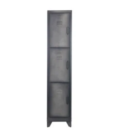 WOOOD Cas Lockerkast 3-Deurs - Metaal - Zwart - 180x38x45,5