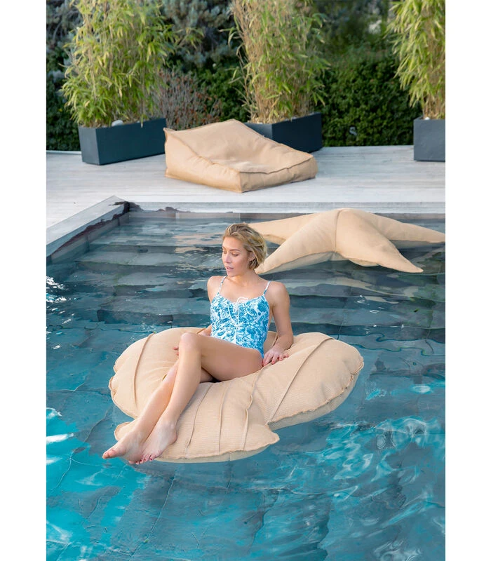 Drijvende XL-buitenpoef Schelpvorm Raffia-effect 4 Drijvende XL-buitenpoef Schelpvorm Raffia-effect - Afbeelding 2