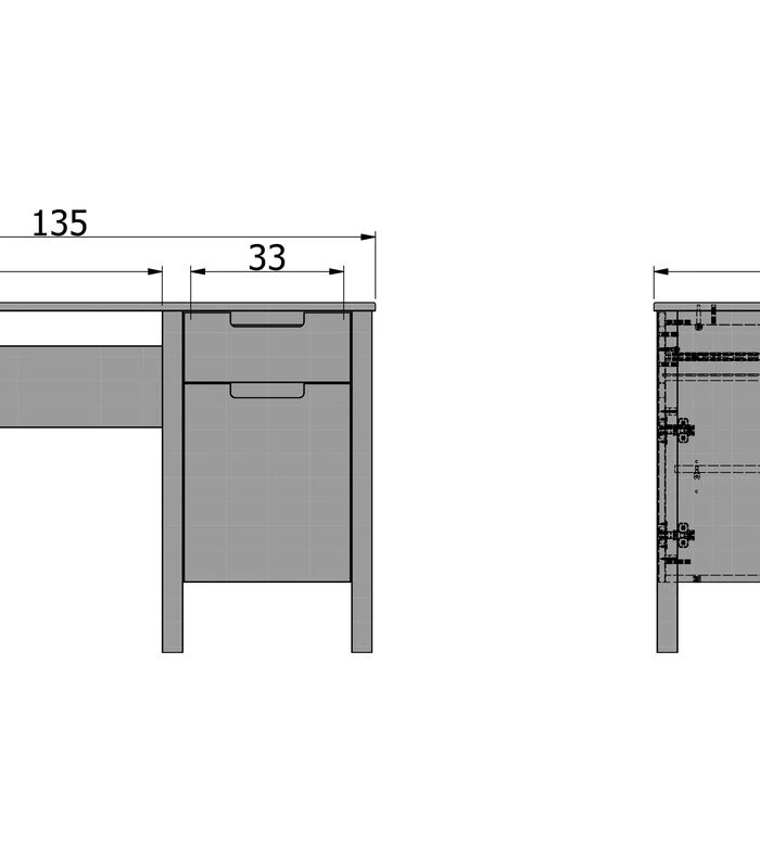 WOOOD Jade Bureau - Grenen - Wit - 75x135x58 5 WOOOD Jade Bureau - Grenen - Wit - 75x135x58 - Afbeelding 3