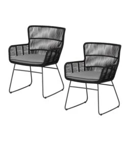 Tuinstoel Grace - Staal/Touw - Antraciet - Set Van 2