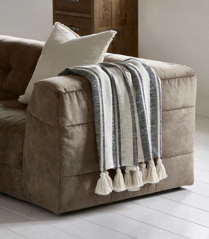 Plaid, Zomer Deken Streep En Kwastjes - Honesta - Wit - 170x130 CM 4 Plaid, Zomer Deken Streep En Kwastjes - Honesta - Wit - 170x130 CM - Afbeelding 2