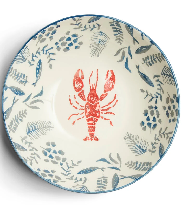 Serveerschaal Keramiek Met Vissen En Kreeft - First Catch - Blauw 3 Serveerschaal Keramiek Met Vissen En Kreeft - First Catch - Blauw