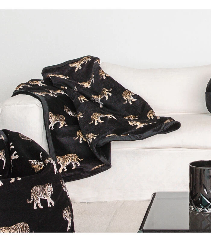 Plaid Met Goud Geborduurde Tijgers 4 Plaid Met Goud Geborduurde Tijgers - Afbeelding 2