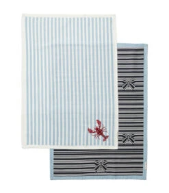 Theedoeken Set Van 2, Streep Patroon - Nautic - Blauw