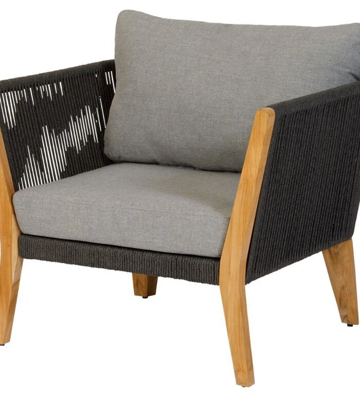 Loungestoel Tuin San Remo - Teak - Grijs - 70x88x96 3 Loungestoel Tuin San Remo - Teak - Grijs - 70x88x96