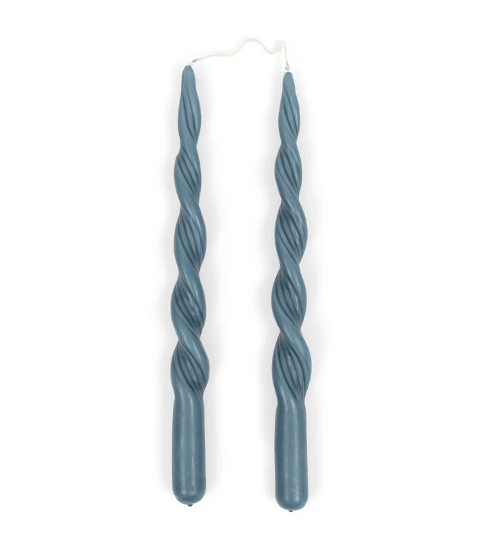 Gedraaide Kaarsen - Swirl Kaarsen - Twisted Candles - Blauw - 2 Stuks - 30 Cm 3 Gedraaide Kaarsen - Swirl Kaarsen - Twisted Candles - Blauw - 2 Stuks - 30 Cm