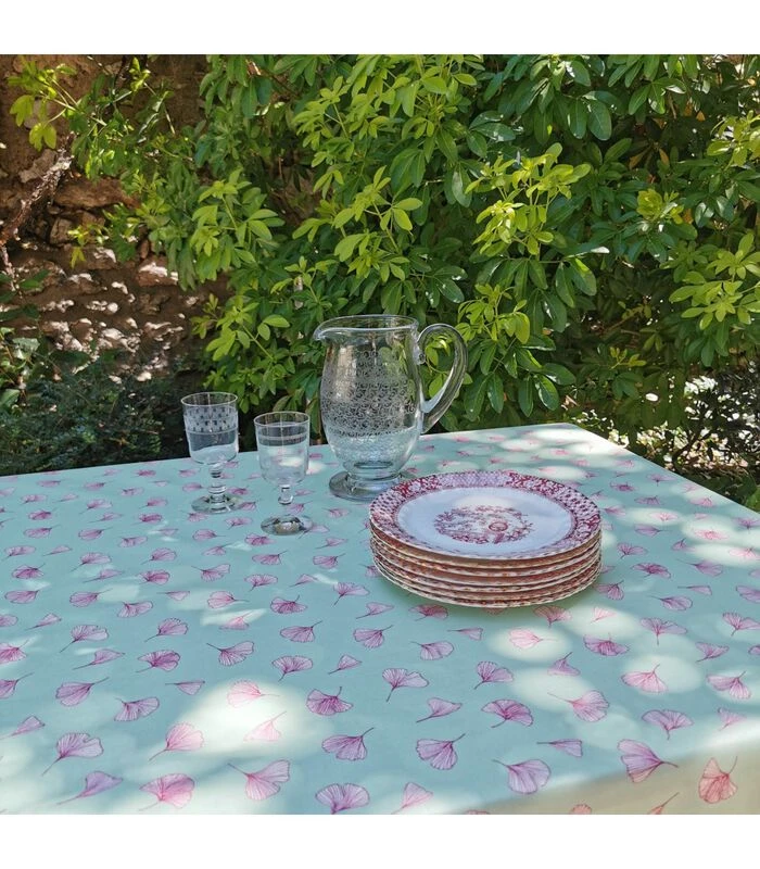 Ginkgo Pistache Gecoat Tafelkleed 3 Ginkgo Pistache Gecoat Tafelkleed