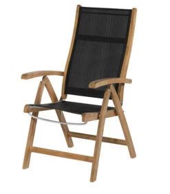 Verstelbare Tuinstoel Caldo - Teak - Zwart - 107x59x65