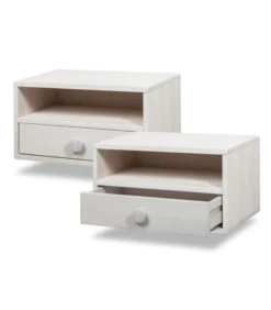 2 X Zwevend Nachtkastje HOPE In Berkenhout