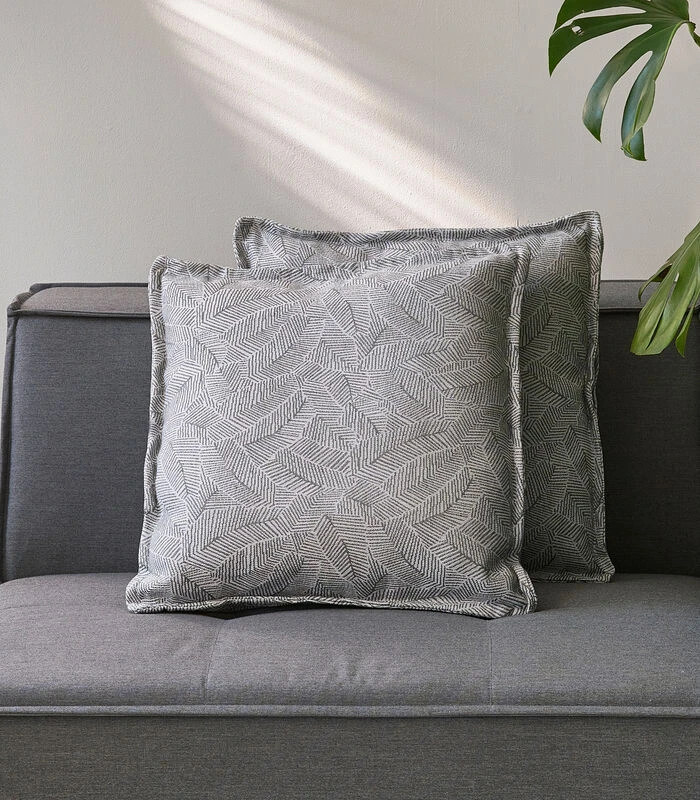 Bellagio Outdoor Box Cushion 50x50 Set Of 2,chanvre Botanique,ridge 4 Bellagio Outdoor Box Cushion 50x50 Set Of 2,chanvre Botanique,ridge - Afbeelding 2