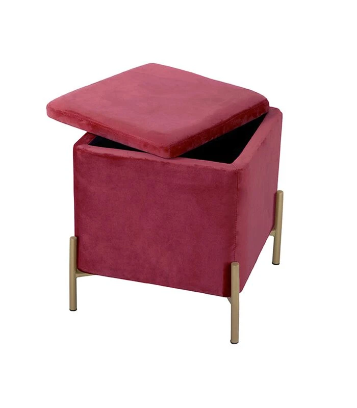 Leitmotiv Poef Snog - Velvet Kleibruin, Goud Geverfde Poten - 45x45x47cm 4 Leitmotiv Poef Snog - Velvet Kleibruin, Goud Geverfde Poten - 45x45x47cm - Afbeelding 2