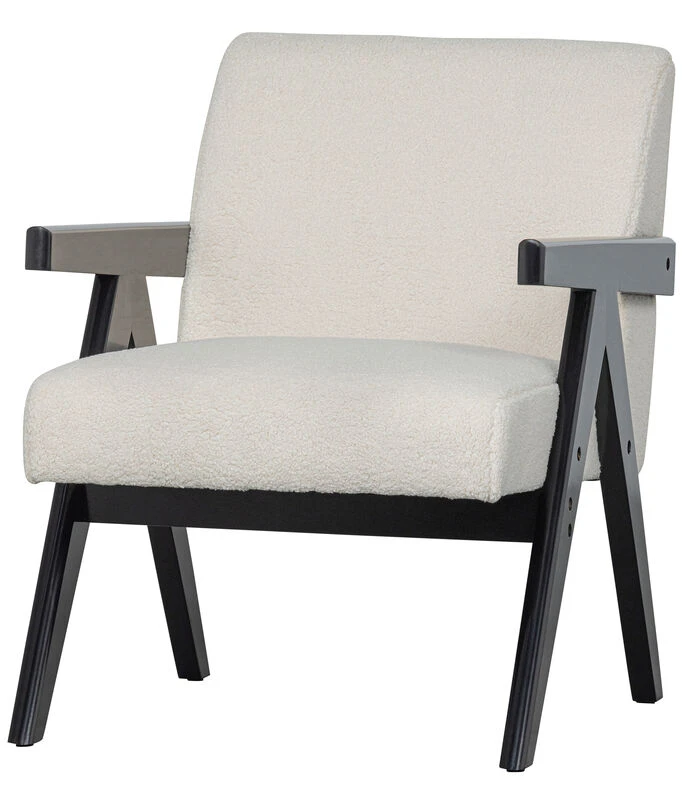 WOOOD Fauteuil Lowie - Polyester - Naturel/Zwart - 79x60x79 3 WOOOD Fauteuil Lowie - Polyester - Naturel/Zwart - 79x60x79
