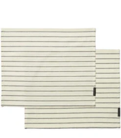 Placemats Set Katoen, Streep Patroon - Classic Striped - Zwart /Wit - 2 Stuks
