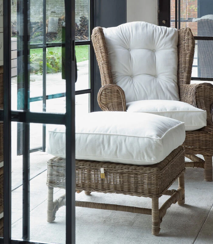 Poef - Hocker - Nicolas Wing Chair Voetenbankje - Bruin 4 Poef - Hocker - Nicolas Wing Chair Voetenbankje - Bruin - Afbeelding 2