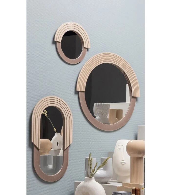 Spiegel Hailey - MDF - Naturel - Set Van 2 4 Spiegel Hailey - MDF - Naturel - Set Van 2 - Afbeelding 2