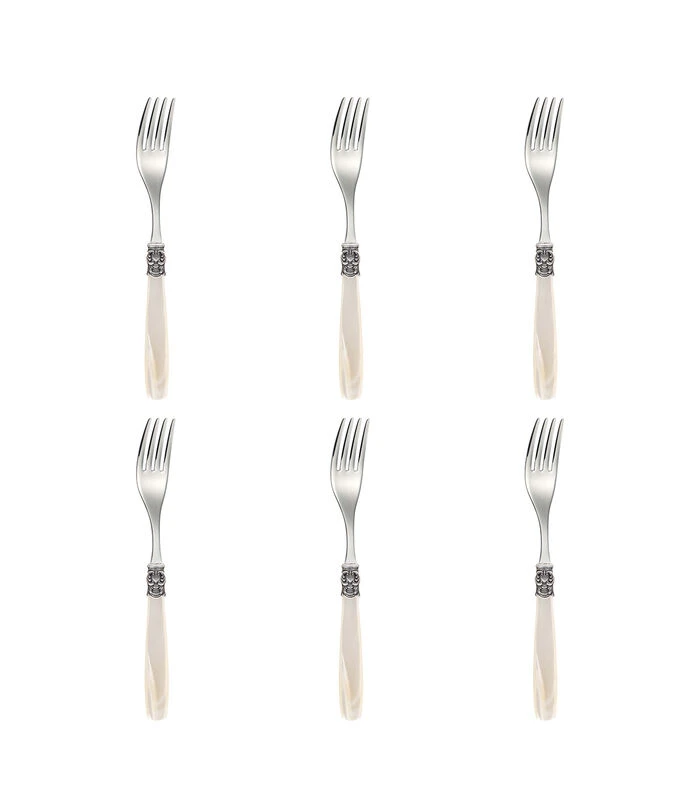 Dessertvork Mona Lisa 18.8 Cm 18/10 Offwhite Zilver 6 Stuk(s) 3 Dessertvork Mona Lisa 18.8 Cm 18/10 Offwhite Zilver 6 Stuk(s)