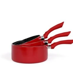 LIVOO Set Van 3 Kookpotten Met Steenlook