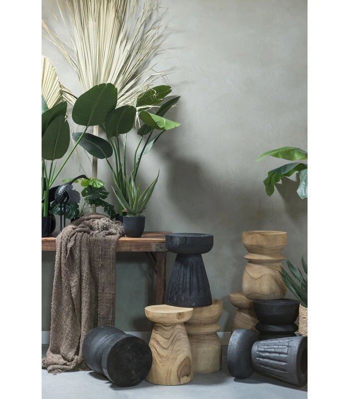 WOOOD Borre Kruk - Hout - Zwart - 40x28x28 4 WOOOD Borre Kruk - Hout - Zwart - 40x28x28 - Afbeelding 2