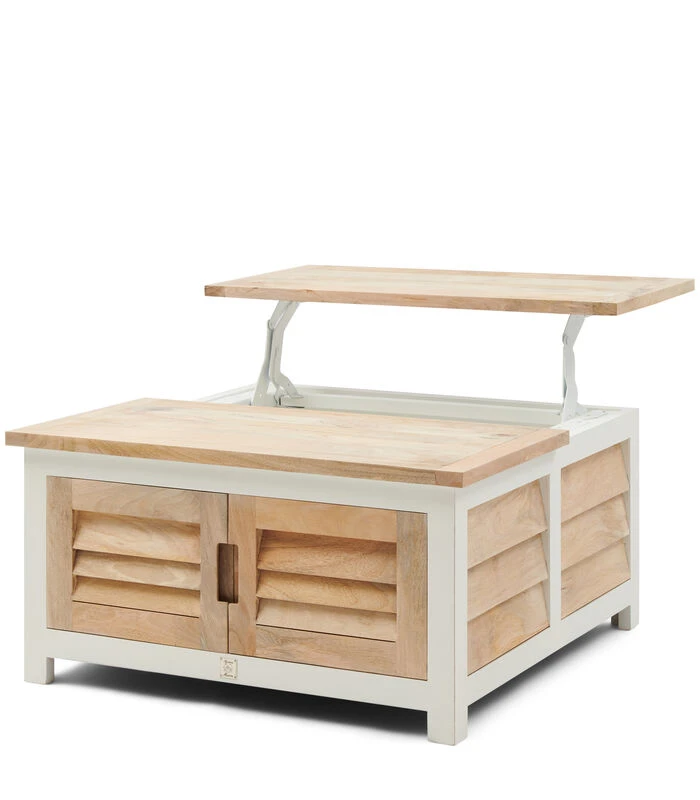 Salontafel Mangohout - Pacifica Table - 90x90 Cm - Wit 4 Salontafel Mangohout - Pacifica Table - 90x90 Cm - Wit - Afbeelding 2