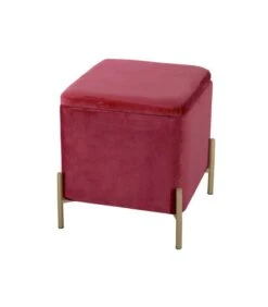 Leitmotiv Poef Snog - Velvet Kleibruin, Goud Geverfde Poten - 45x45x47cm