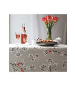 Gecoat Tafelkleed Cherry Taupe/koraal