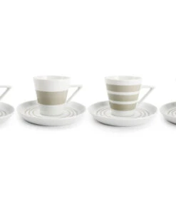 Kop 19cl En Schotel Sage Green Stripes - Set/4