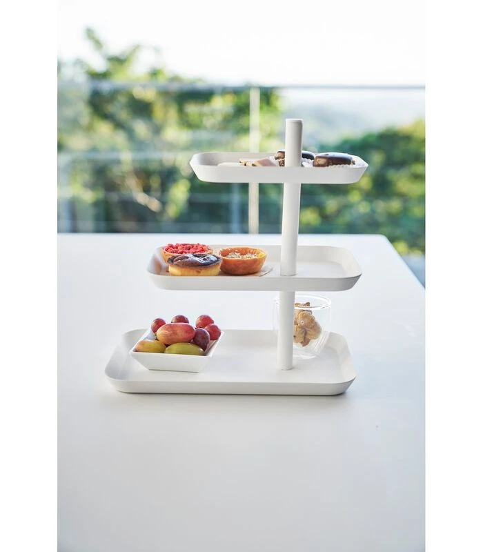 Yamazaki Serving Stand 3 Tiered - Tower - White 5 Yamazaki Serving Stand 3 Tiered - Tower - White - Afbeelding 3