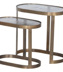 BePureHome Clean Bijzettafels - Metaal/Glas - Brass - Set Van 2