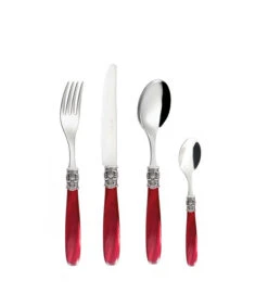 Bestekset Mona Lisa 18/10 16-delig Rood Zilver 4-persoons