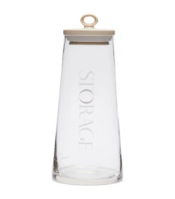 Voorraadpot Glas Met Beige Deksel - Loft - Transparant - Maat L