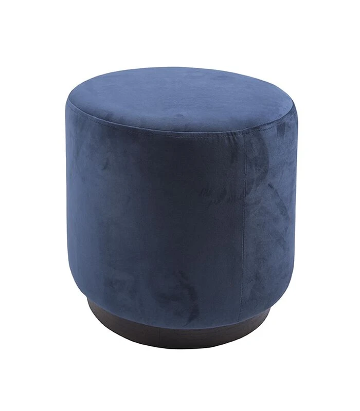 Leitmotiv Poef W. Wood Rim - Velvet Jeans Blauw - Medium - 36x38cm 3 Leitmotiv Poef W. Wood Rim - Velvet Jeans Blauw - Medium - 36x38cm