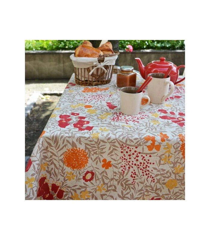 Gecoat Tafelkleed Mimosa Rode Linnen Ondergrond 4 Gecoat Tafelkleed Mimosa Rode Linnen Ondergrond - Afbeelding 2