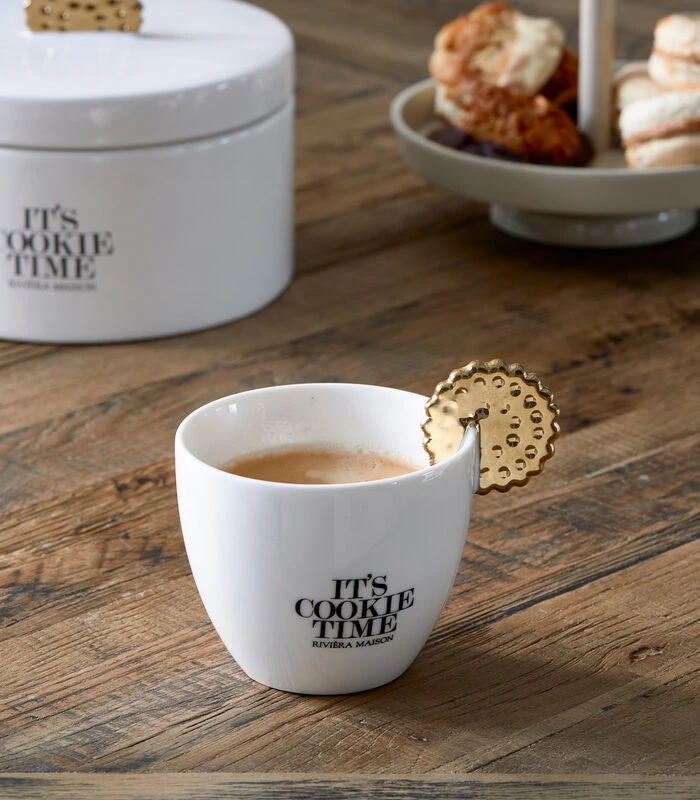Koffiemok, Mok/ Kopje Goud Detail - It's Cookie Time - Wit - 300 ML 4 Koffiemok, Mok/ Kopje Goud Detail - It's Cookie Time - Wit - 300 ML - Afbeelding 2