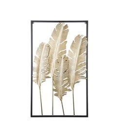 PRESENT TIME Muurkunst Feathers - IJzer, Goud - 89x53x1,5cm