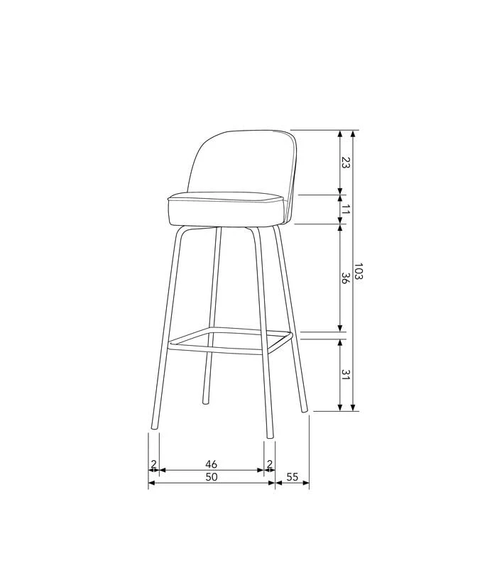 BePureHome Vogue Barstoel - Fluweel - Teal - 103x50x55 4 BePureHome Vogue Barstoel - Fluweel - Teal - 103x50x55 - Afbeelding 2
