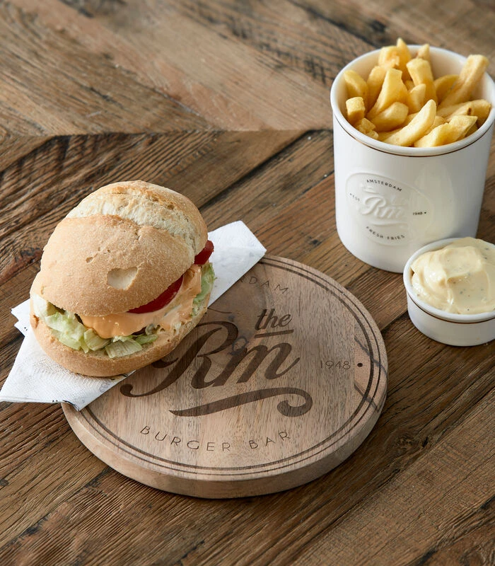 Serveerplank Rond Hout Voor Hamburger - Amsterdam Burger Bar - Bruin 4 Serveerplank Rond Hout Voor Hamburger - Amsterdam Burger Bar - Bruin - Afbeelding 2